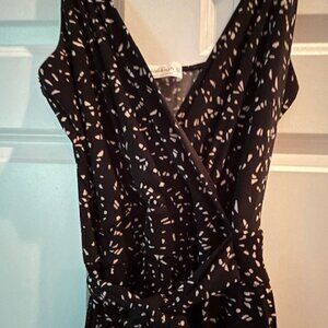 Knit Black & White Abstract Print Jumpsuit Size L